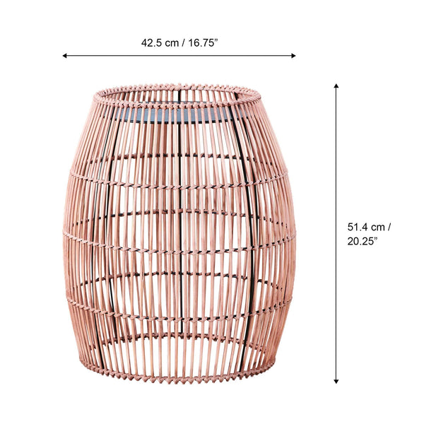 Bamboo Drum Side Table with Iron Top