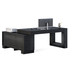 L-Shaped Executive Desk with File Cabinet