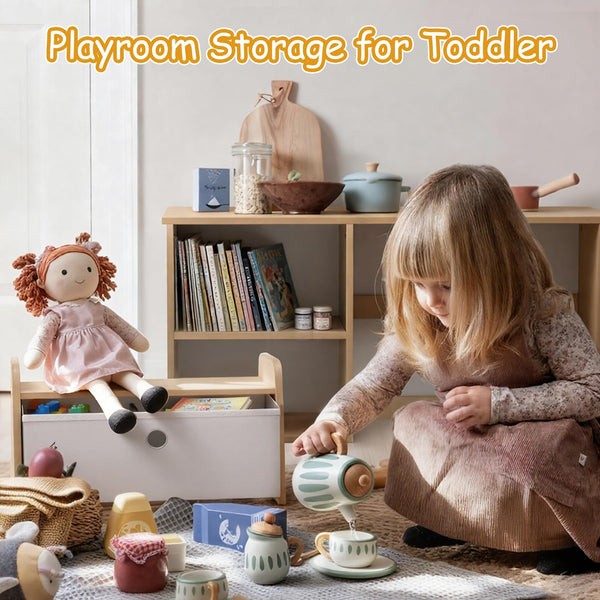Kids Bookshelf with Reading Nook and Storage Bench