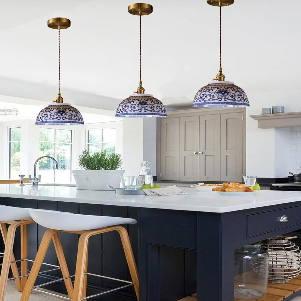 Ceramic Blue & White Porcelain Pendant Light