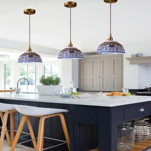 Ceramic Blue & White Porcelain Pendant Light