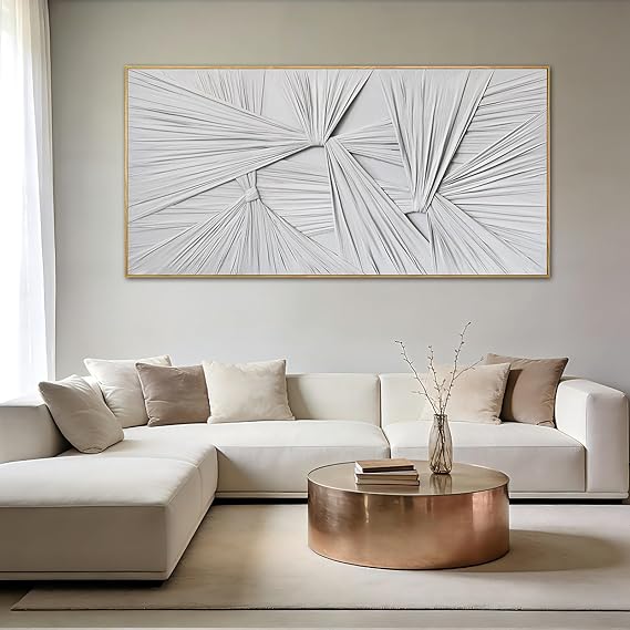 Textured Abstract Canvas Wall Art – Sculptural Minimalist Framed Painting