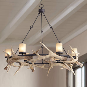 Rustic Antler Chandelier – 6-Light Round Ceiling Fixture