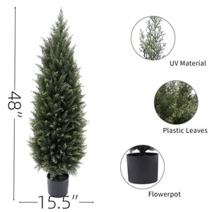 Artificial Cedar Topiary Trees — Set of 2, Indoor & Outdoor, UV Resistant