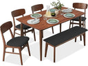 6-Piece Mid-Century Modern Dining Set with Bench