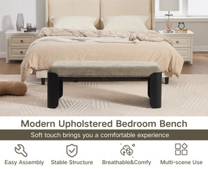 Upholstered Entryway & Bedroom Bench with Wood Legs
