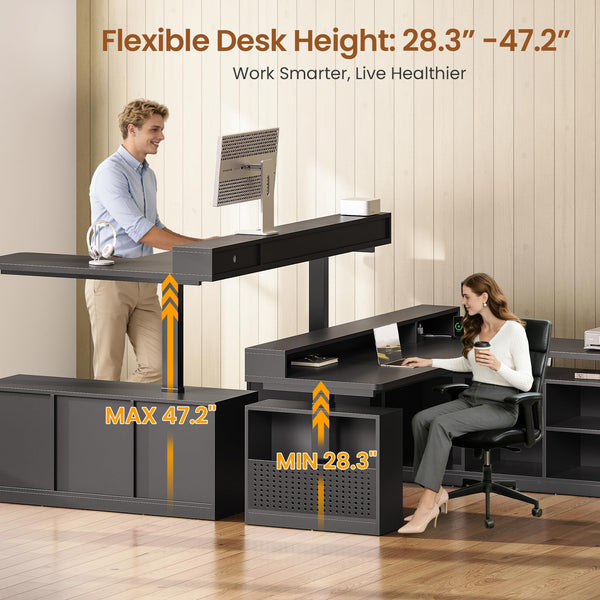 L-Shaped Electric Standing Desk 63"