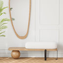 47.2" Boucle Upholstered Entryway Bench with Metal Legs