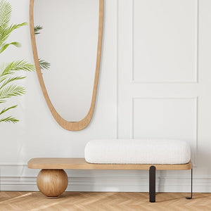 47.2" Boucle Upholstered Entryway Bench with Metal Legs