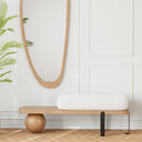 Upholstered Boucle Entryway Bench with Metal Legs