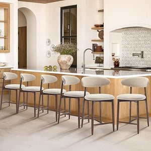 Upholstered Counter Height Bar Stools with Wood Legs