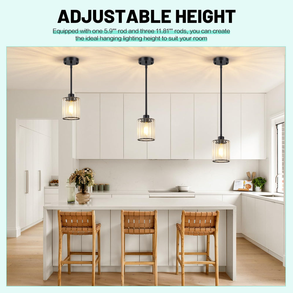 Black Crystal Pendant Lights for Kitchen Island