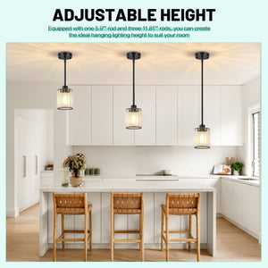 Black Crystal Pendant Lights for Kitchen Island