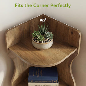 6-Tier Corner Bookshelf with Wave-Shaped Design, 71" Tall