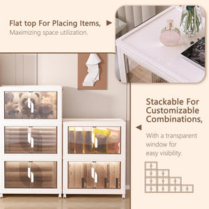 Foldable Stackable Storage Bins with Lids, Doors & Wheels