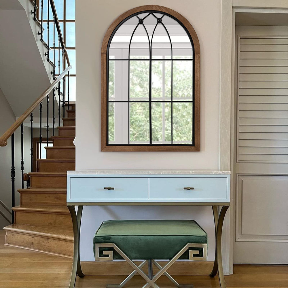 Arched Window Pane Wall Mirror 36x24