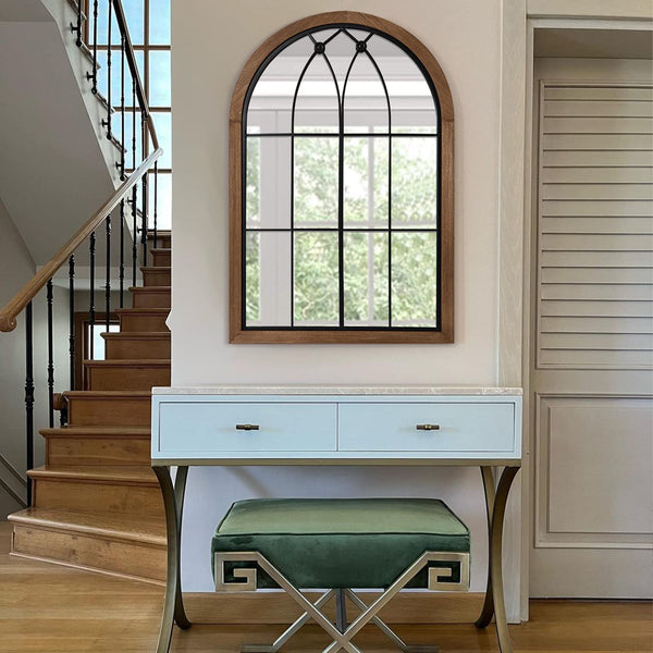 Arched Window Pane Wall Mirror 36x24