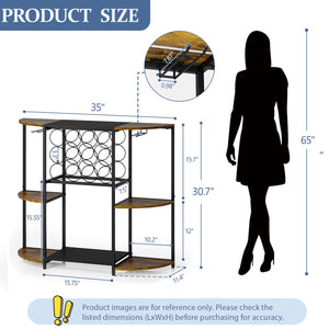 3-Tier Wine Bar Cabinet with LED Lights
