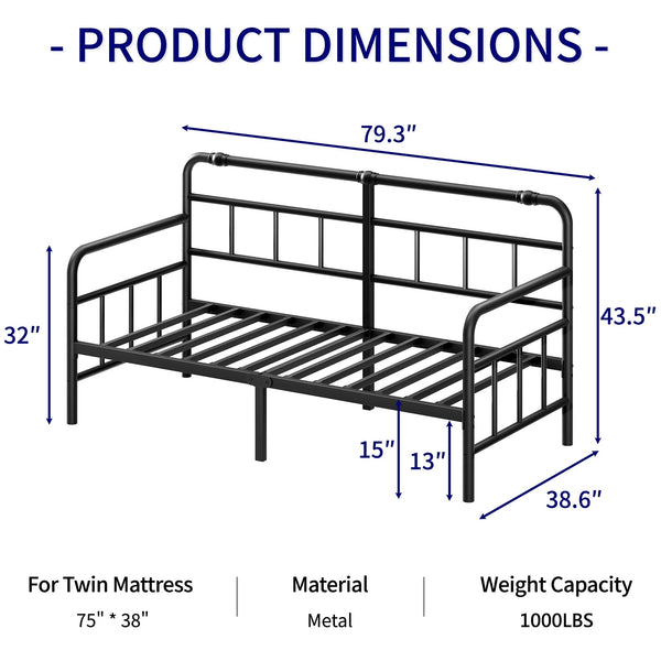 Twin Daybed Frame with Headboard