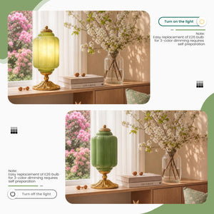 Milk Glass Touch Table Lamp with 3-Way Dimmable Lighting & USB Charging Ports
