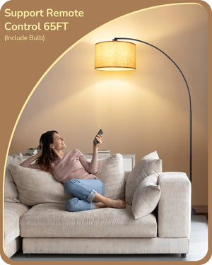 Modern Arc Floor Lamp with Remote & Dimmable Bulb