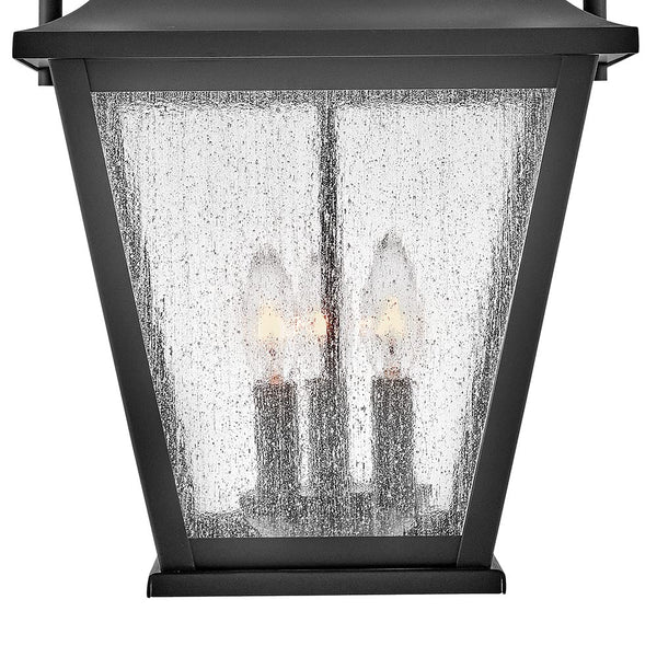 Black Aluminum Outdoor Hanging Lantern with Clear Seedy Glass