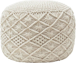 Hand Knitted Cotton Macrame Pouf Ottoman