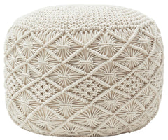 Hand Knitted Cotton Macrame Pouf Ottoman