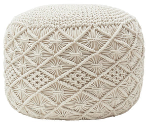Hand Knitted Cotton Macrame Pouf Ottoman
