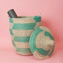 Large Handwoven Storage Basket with Removable Lid