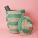 Large Woven Storage Basket with Removable Lid