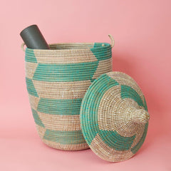 Large Woven Storage Basket with Removable Lid