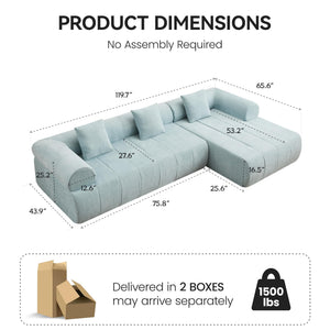 119" Modular Sectional Sofa with Chaise – Chenille, No Assembly