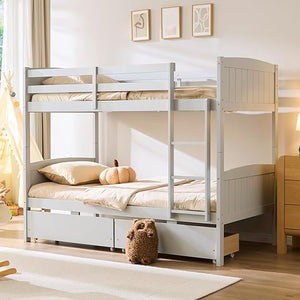Twin Over Twin Bunk Bed with Storage Drawers