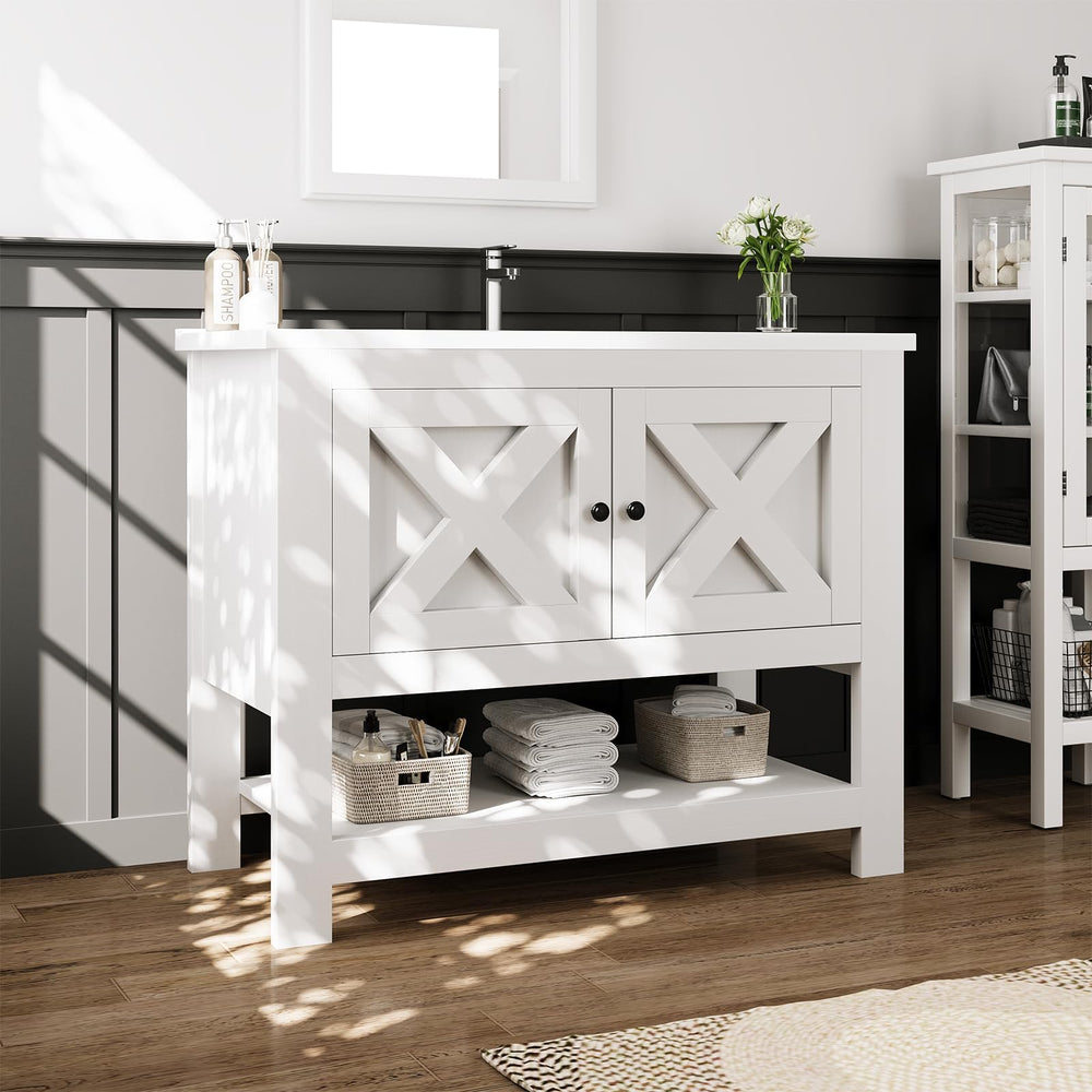 36-Inch Farmhouse Bathroom Vanity with Ceramic Sink