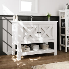36-Inch Farmhouse Bathroom Vanity with Ceramic Sink