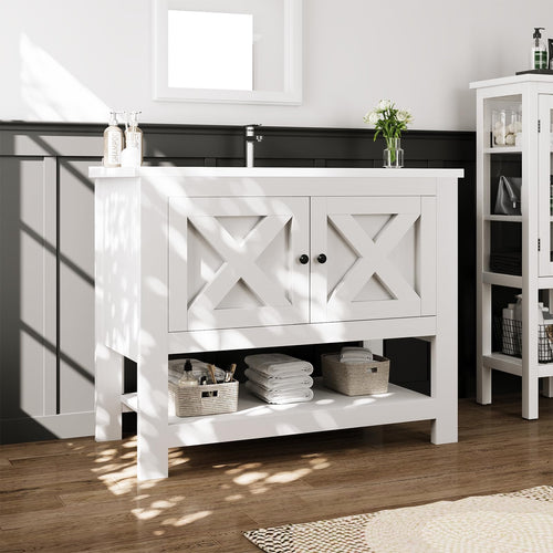 36-Inch Farmhouse Bathroom Vanity with Ceramic Sink