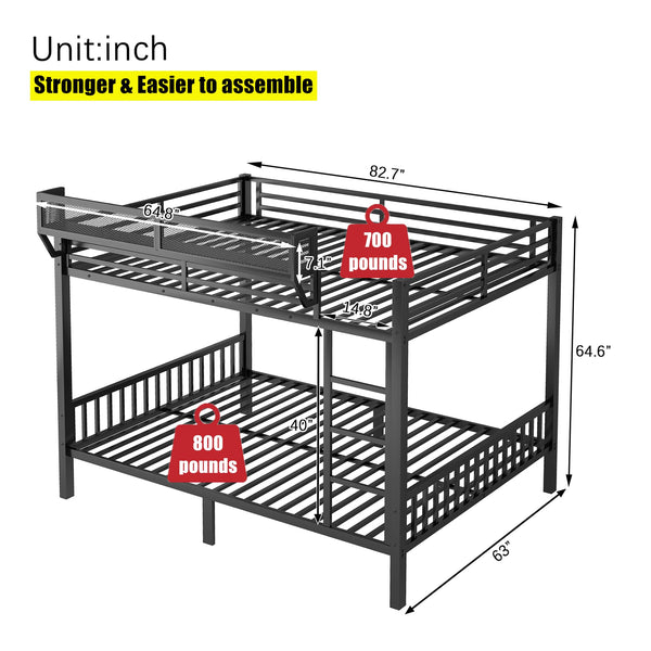 Heavy Duty Metal Bunk Bed Frame – Queen over Queen