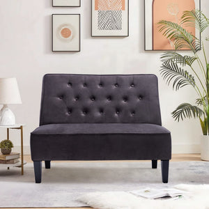Button Tufted Loveseat Settee – 2-Seat Upholstered Sofa Bench