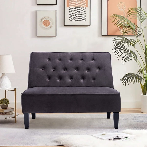 Button Tufted Loveseat Settee – 2-Seat Upholstered Sofa Bench