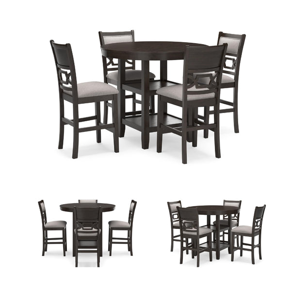 Counter Height Dining Table Set with 4 Upholstered Bar Stools