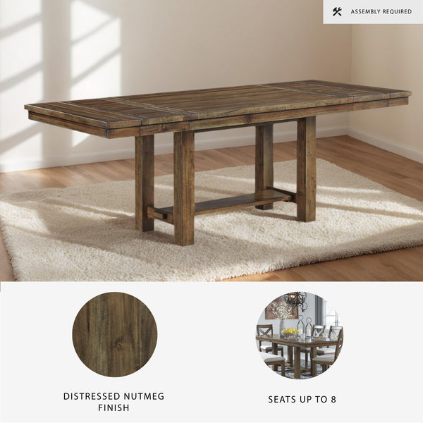 Extendable Rectangular Dining Table with Trestle Base — Seats 8