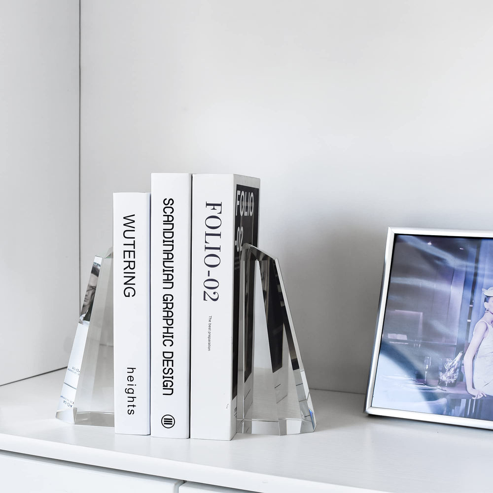 Crystal Bookends Half-Obelisk Design – Set of 2
