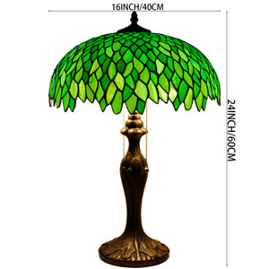 Tiffany Style Stained Glass Table Lamp – Green Wisteria
