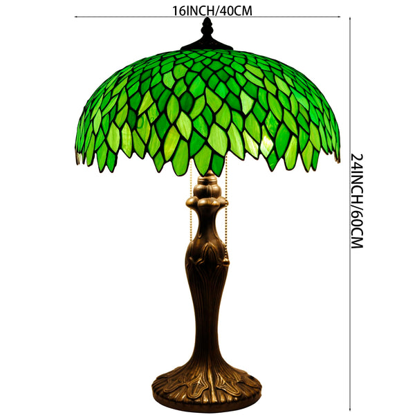 Tiffany Style Stained Glass Table Lamp – Green Wisteria