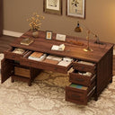 60-Inch Farmhouse Executive Desk with File Drawers & Charging Station