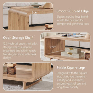 2-Tier Coffee Table with Storage Shelf | Curved Design | 48"