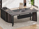 63" Executive Desk with Mobile File Cabinet, Power Outlets & Storage Shelves