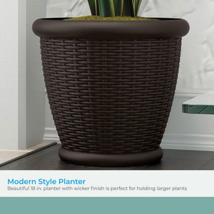 18-Inch Wicker Plastic Planter Pot – Set of 3