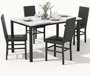 5-Piece Faux Marble Dining Table Set with 4 Upholstered Chairs